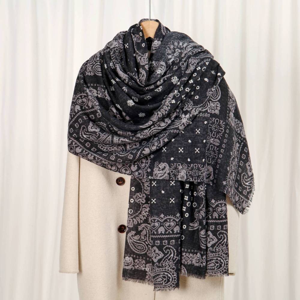 Écharpes D'Hiver En Polyester À Motif Cachemire Uni, Style Bohème, Collection Ethnique 