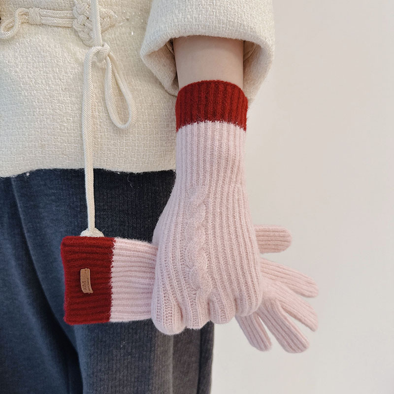 Gants Quotidiens Simple Series En Laine Et Polyester De Couleurs Mélangées 