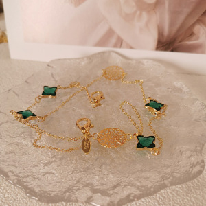 Chaîne De Lunettes Simple Series Daily Chain Clover En Cuivre Et Strass h5 Image3
