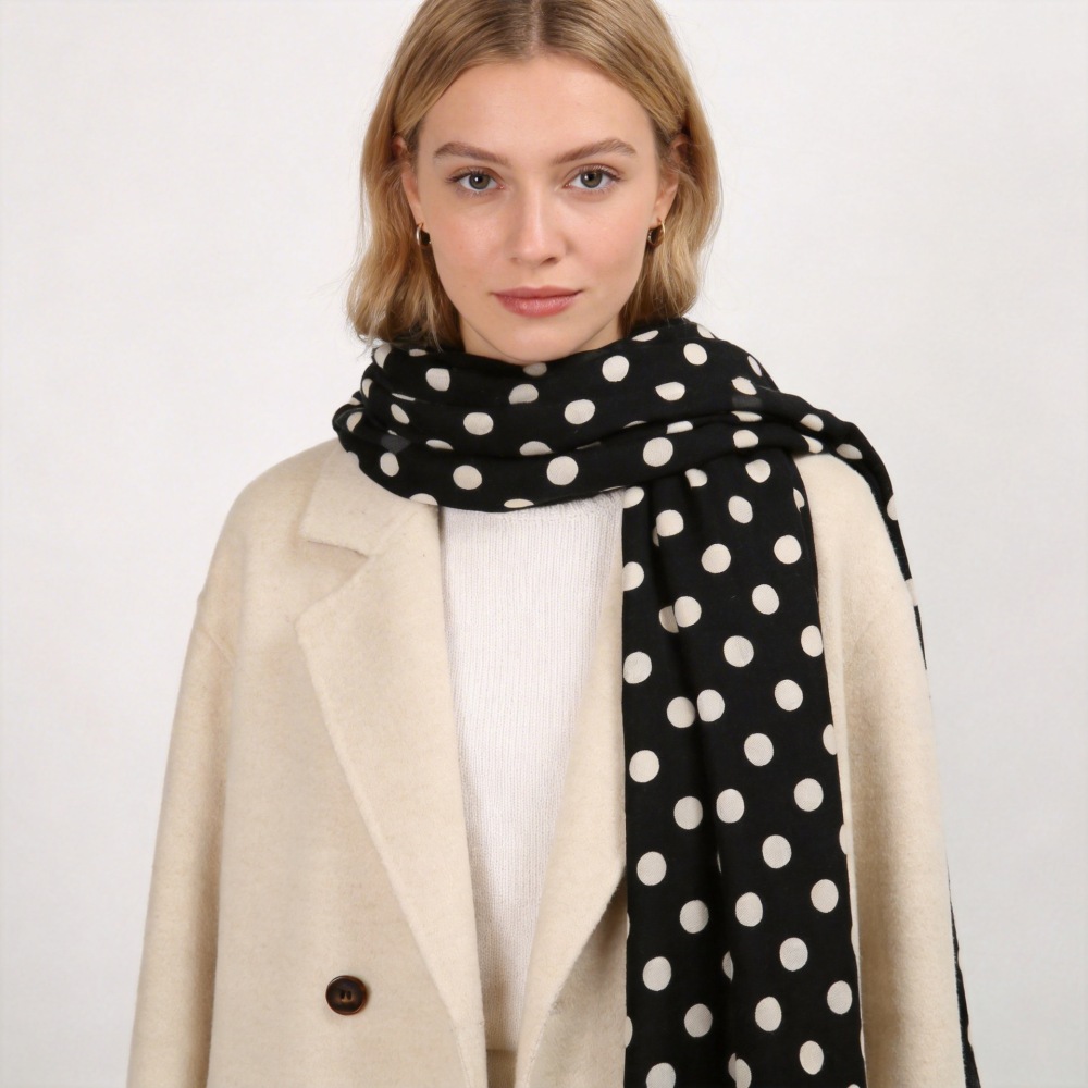 Écharpes D'Hiver En Polyester À Pois Quotidiens De La Collection Simple Series Image4