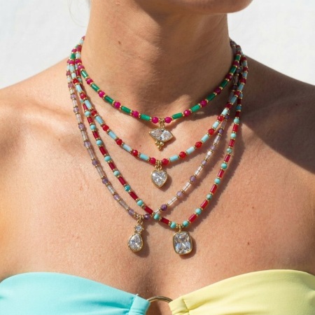Colliers de perles pour femmes, collection romantique, perles douces, pierres naturelles de couleurs mélangées