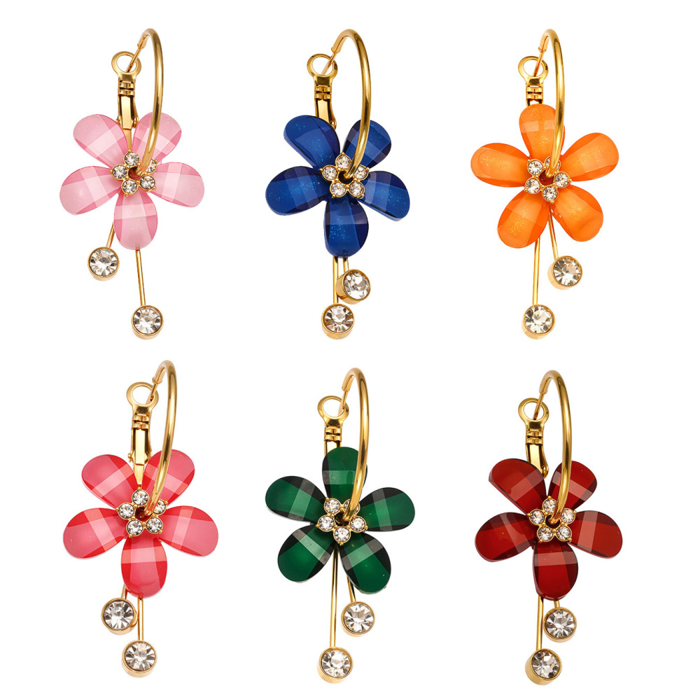 Boucles D'Oreilles Créoles Pour Femmes, Style Rétro Romantique, En Acier Inoxydable, Couleur Or, Étanches. h5Image2