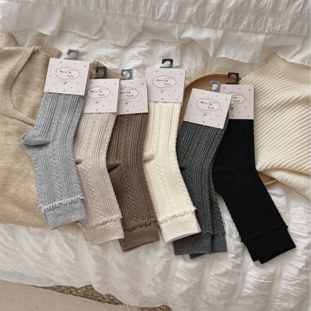 Chaussettes Mi-Mollet Basiques À Rebond Léger, Couleur Unie Image3