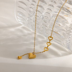 Colliers Pendentifs Pour Femmes Simple Series Daily Heart En Acier Inoxydable Ajouré, Étanches, Couleur Or h5 Image3