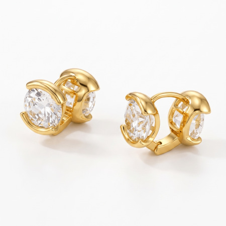 Boucles d'oreilles à clip pour femmes, élégantes, de forme irrégulière, couleur cuivre doré et zircon, collection Luxious 2