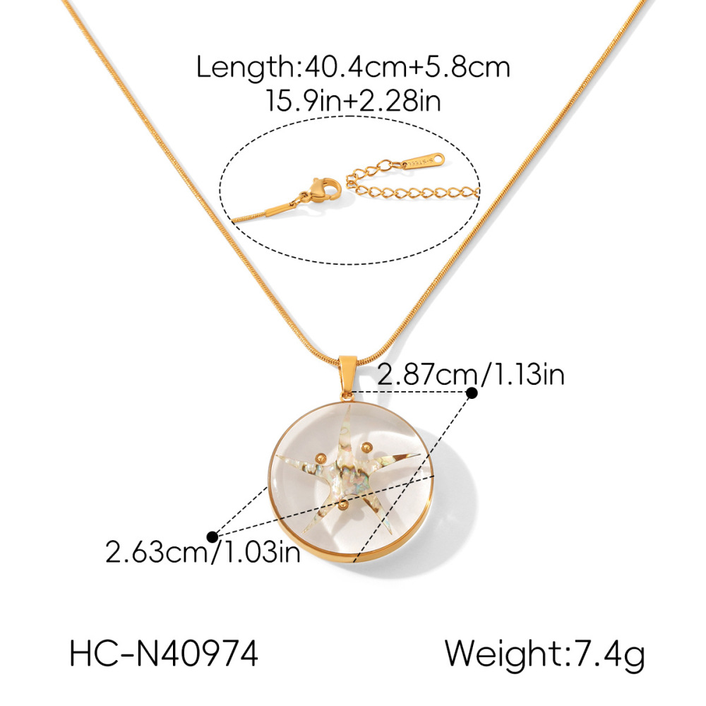 Colliers Pendentifs Pour Femmes Simple Series Daily Circle Starfish En Acier Inoxydable Étanche Couleur Or h5Image2