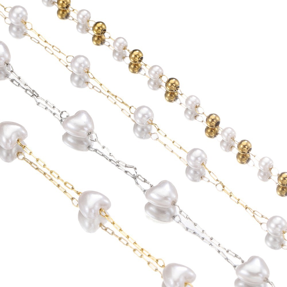 Chaîne De Perles Diy Simple En Acier Inoxydable Imperméable Couleur Or Image6