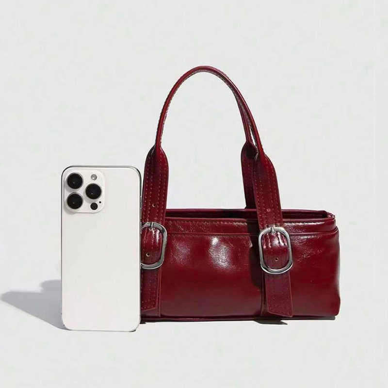Sacs Bandoulière Femme Style Décontracté Avec Fermeture Métallique, Couleur Unie, En Pu h5Image3