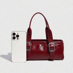 Sacs Bandoulière Femme Style Décontracté Avec Fermeture Métallique, Couleur Unie, En Pu h5 Image3
