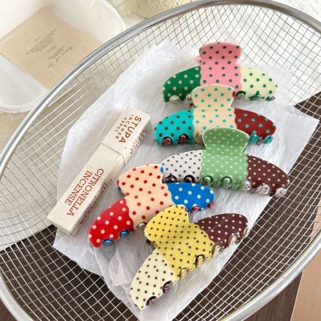 Pinces À Cheveux En Pvc À Pois Multicolores De La Série Simple Daily 2