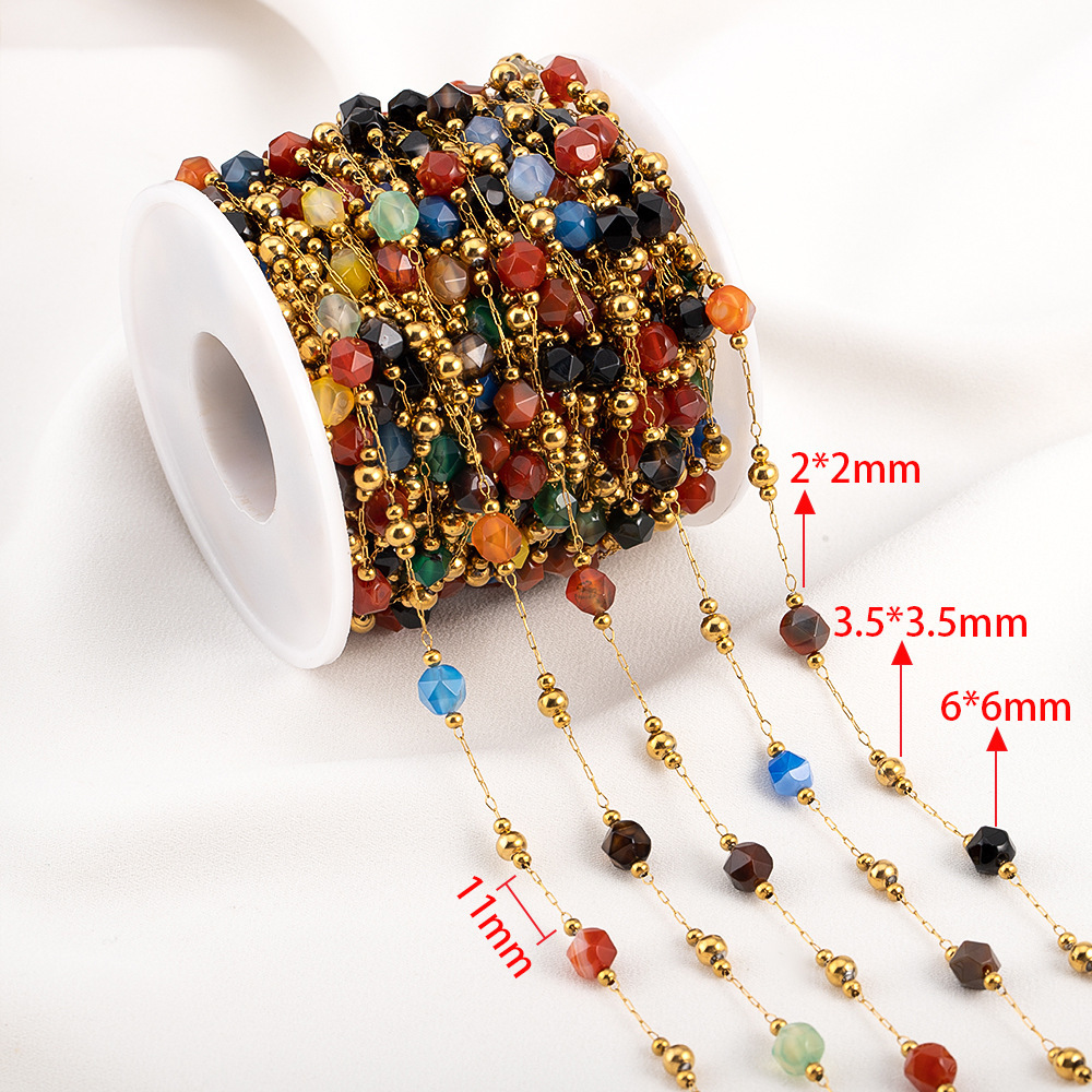 Chaîne De Perles Diy Simple, Forme Géométrique, En Acier Inoxydable, Étanche, Couleur Or Image2