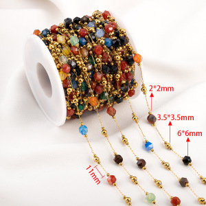 Chaîne De Perles Diy Simple, Forme Géométrique, En Acier Inoxydable, Étanche, Couleur Or h5 Image2
