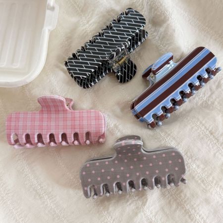 Pinces à cheveux acryliques Simple Series Daily Stripe Plaid Polka Dots Mixte Color 2