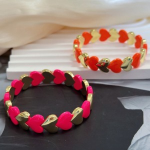 Bracelets Pour Femmes Simple Series Sweet Heart, Couleurs Cuivre Et Or Mélangées h5 Image2
