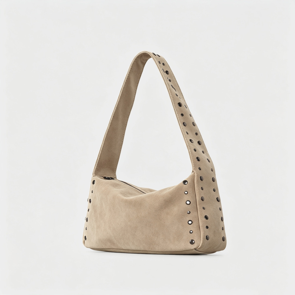 Sacs À Bandoulière Carrés Pour Femmes, Style Décontracté, Ornés De Clous Métalliques Et De Rivets En Daim Uni 
