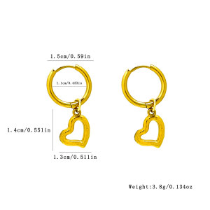 Boucles D'Oreilles Créoles Simple Series Daily Heart Butterfly En Acier Inoxydable Étanche Couleur Or Pour Femmes h5 Image4