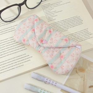 Pochette À Lunettes Pour Femme En Velours Côtelé Polyester À Nœud Papillon Fleuri, Collection Romantique h5