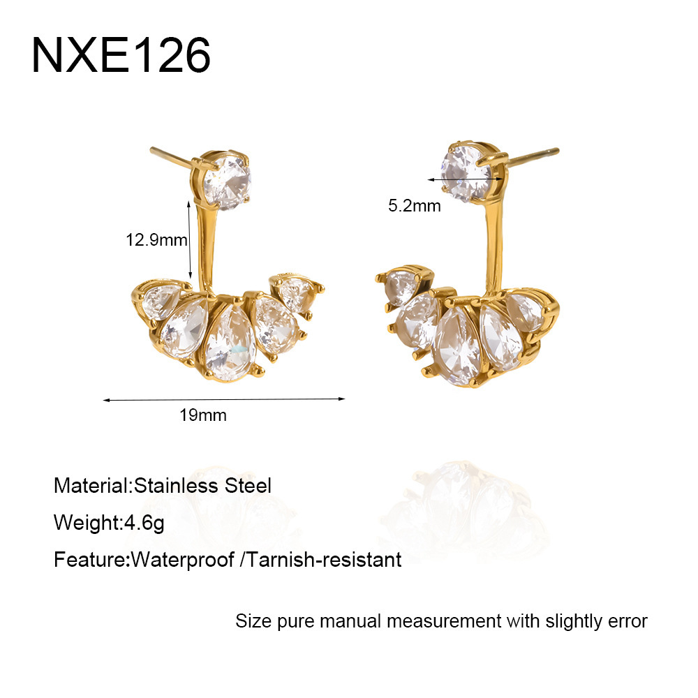 Boucles D'Oreilles Puces Simple Series Daily Geometric Shape En Acier Inoxydable Étanche Couleur Or