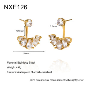 Boucles D'Oreilles Puces Simple Series Daily Geometric Shape En Acier Inoxydable Étanche Couleur Or h5