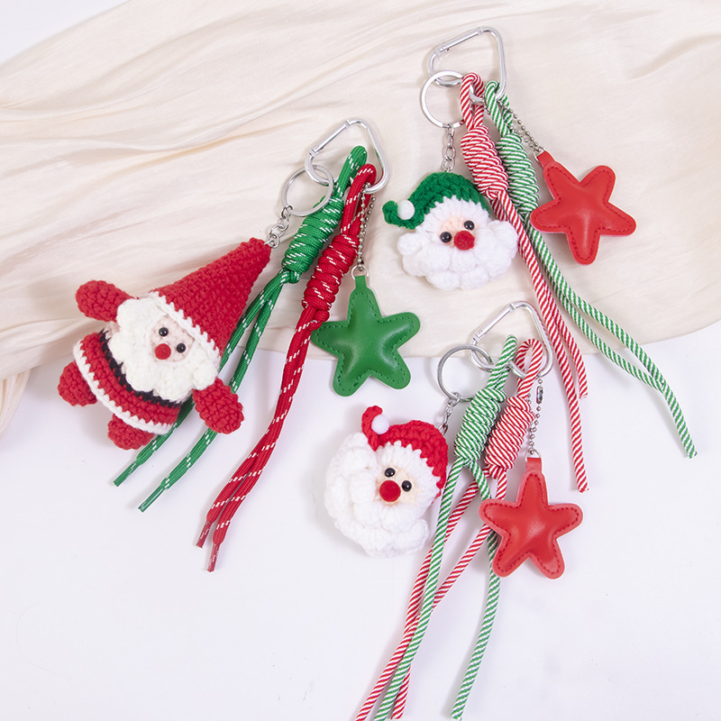 Breloques De Sac En Polyester Tissé, Couleurs Assorties, Style Torsadé, Collection Simple Series Cute Twist Christmas Image2