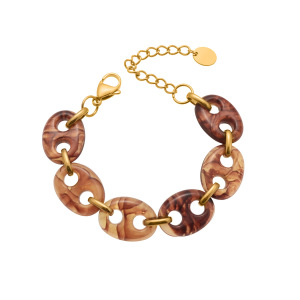 Bracelets Perlés Pour Femmes, Collection Simple Series Elegant Patchwork, Dégradé De Couleurs, En Résine Dorée h5 Image5