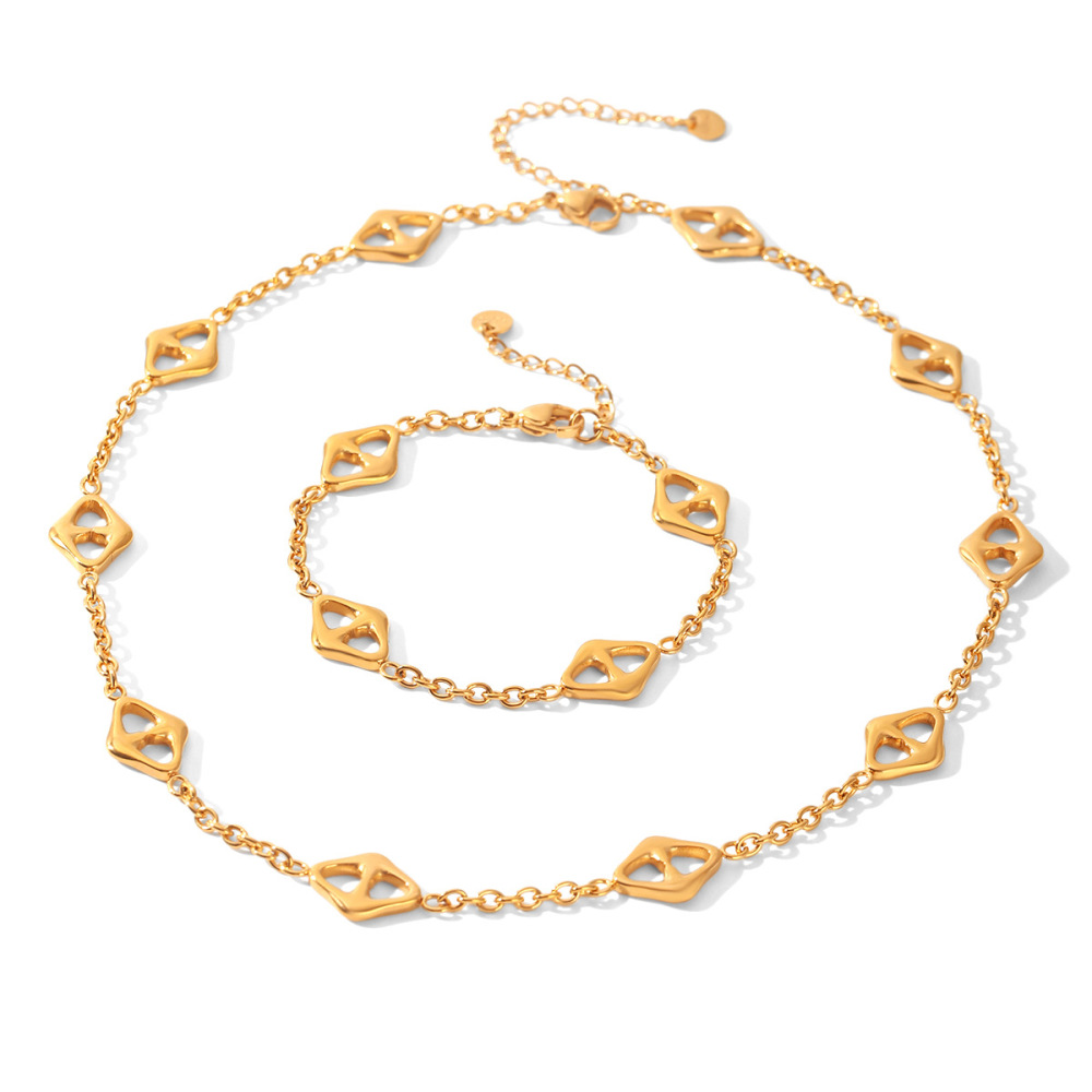Ensembles De Bijoux Pour Femmes Simple Series Daily Irregular Shape Chain Infinity En Acier Inoxydable Étanche Couleur Or h5Image6