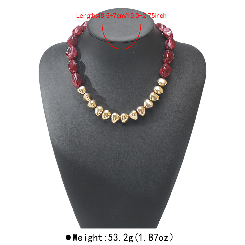 Colliers De Perles Acryliques Pour Femmes, Collection Simple Series Retro, Formes Irrégulières