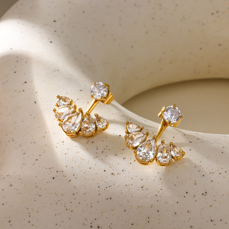 Boucles D'Oreilles Puces Simple Series Daily Geometric Shape En Acier Inoxydable Étanche Couleur Or 2