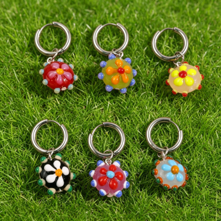Boucles d'oreilles pendantes pour femme, collection romantique, forme ronde et délicate, en acier inoxydable étanche, couleur or.