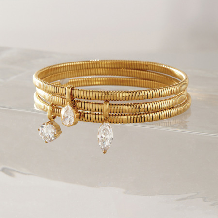 Bracelets à breloques pour femmes, en acier inoxydable, étanches, couleur or, motif goutte simple 2