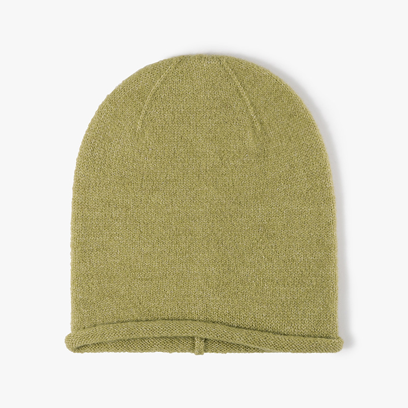 Bonnet Tricoté Uni En Laine Et Polyester 