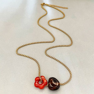 Collier Long Pour Femme, Style Rétro, Avec Chaîne À Fleurs, En Acier Inoxydable, Couleur Or, Étanche. h5 Image3