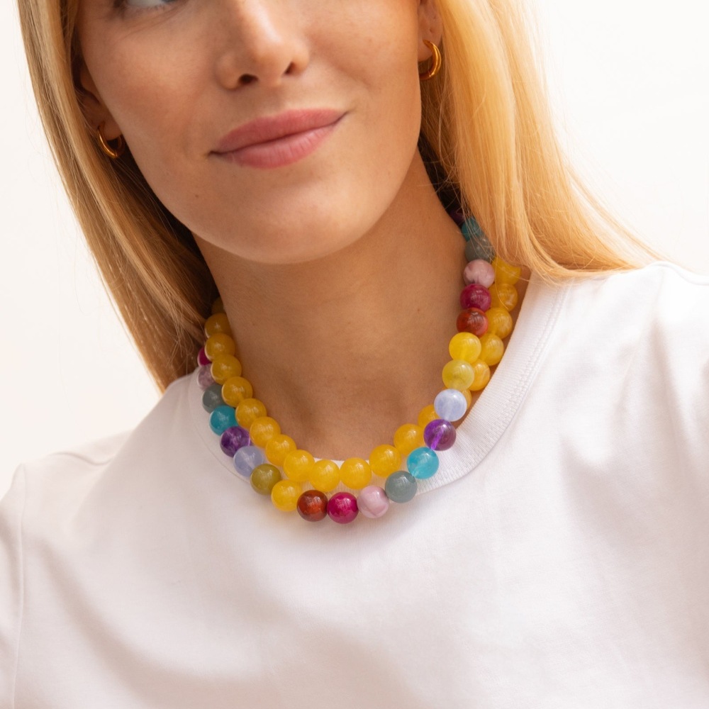 Colliers Basiques Pour Femmes En Résine Dégradée De Couleurs, Collection Daily Beads De La Série Simple h5Image3