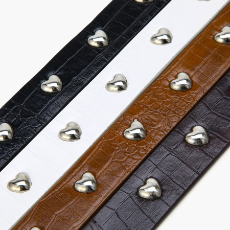 Ceinture En Cuir Pu Unie Couleur Cœur, Collection Simple, Décontractée 2
