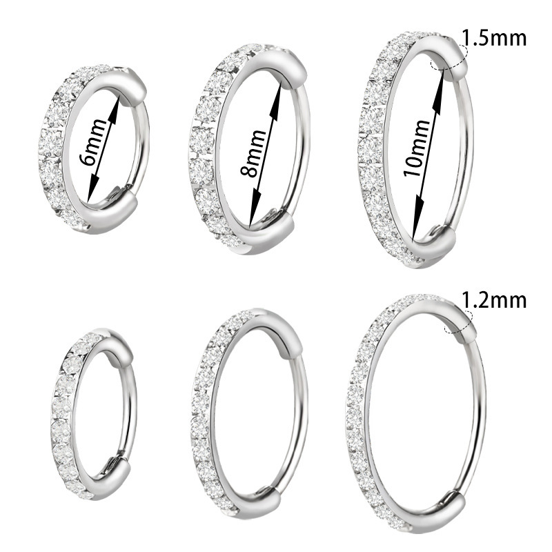 Boucles D'Oreilles Pour Femmes Simple Series Daily Circle En Acier Inoxydable, Étanches, Couleur Or, Avec Zircon. Image4
