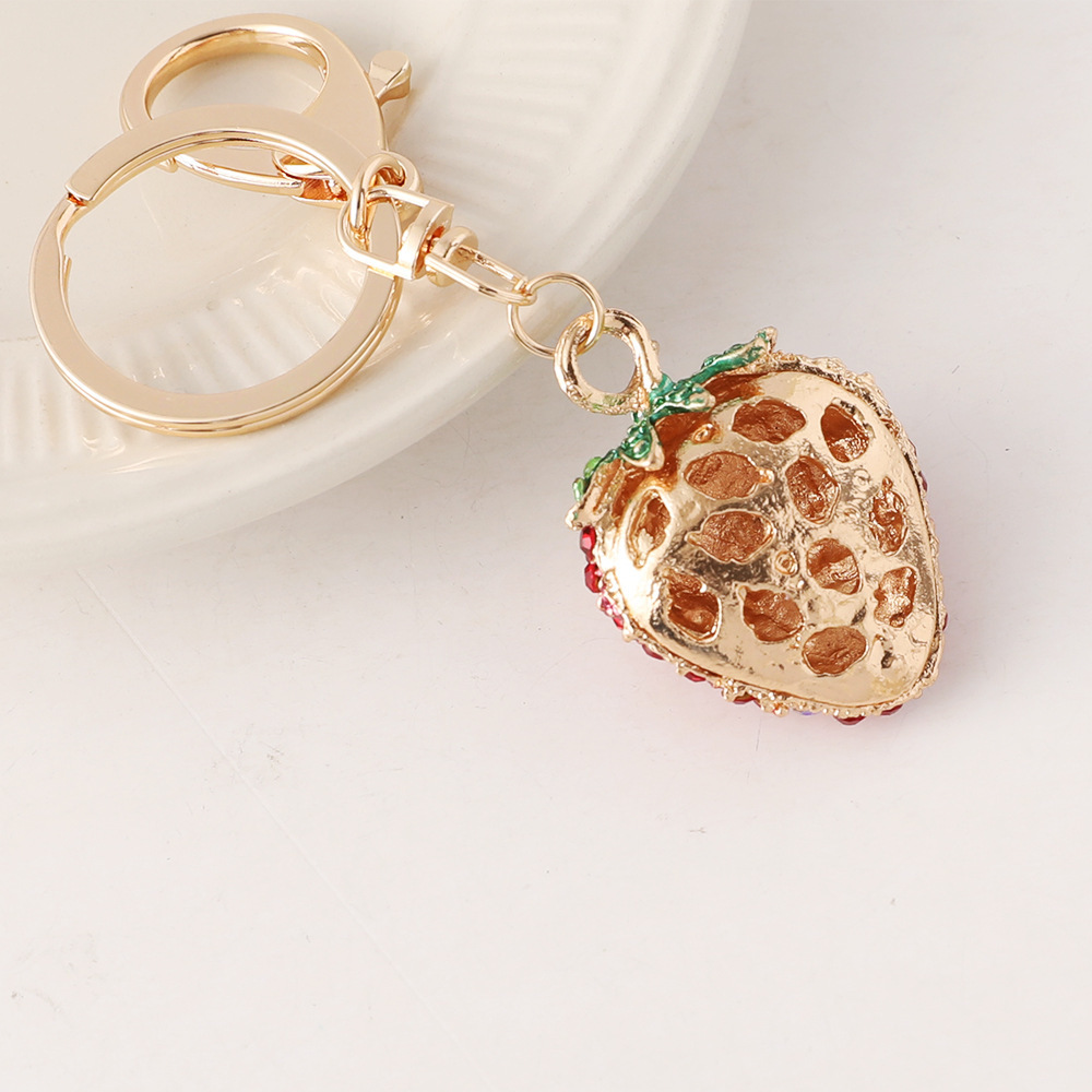 Porte-Clés Quotidien Luxueux En Alliage Et Strass, Motif Fraise, Collection Daily, Collection Fraise. h5Image4