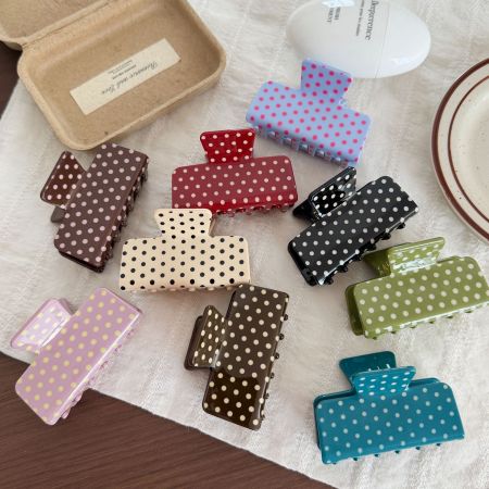 Pinces À Cheveux En Pvc À Pois Unis, Style Rétro, De La Série Simple 2