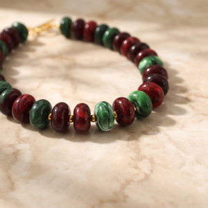 Colliers De Perles Rétro Simples, En Acrylique De Couleur Or Et De Couleurs Mélangées, Pour Femmes h5 Image4