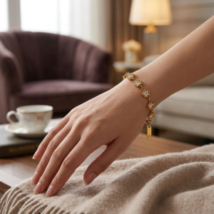 Bracelets À Maillons Pour Femmes En Acier Inoxydable Étanche, Couleur Or, Avec Zircon. h5 Image2