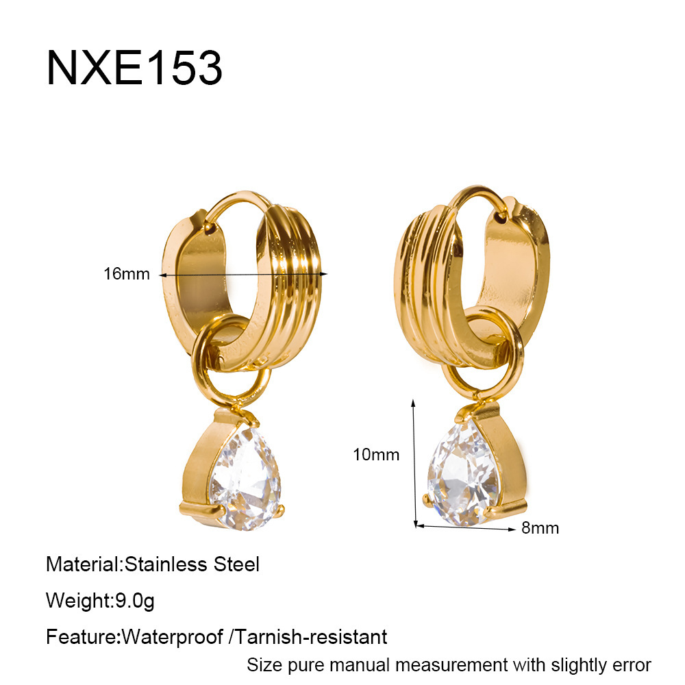 Boucles D'Oreilles Pendantes Pour Femmes Simple Series Daily Droplet En Acier Inoxydable Étanche, Couleur Or