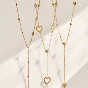 Collier Chaîne Papillon En Acier Inoxydable Étanche Couleur Or, Collection Simple Series Daily Heart Chain h5 Image2
