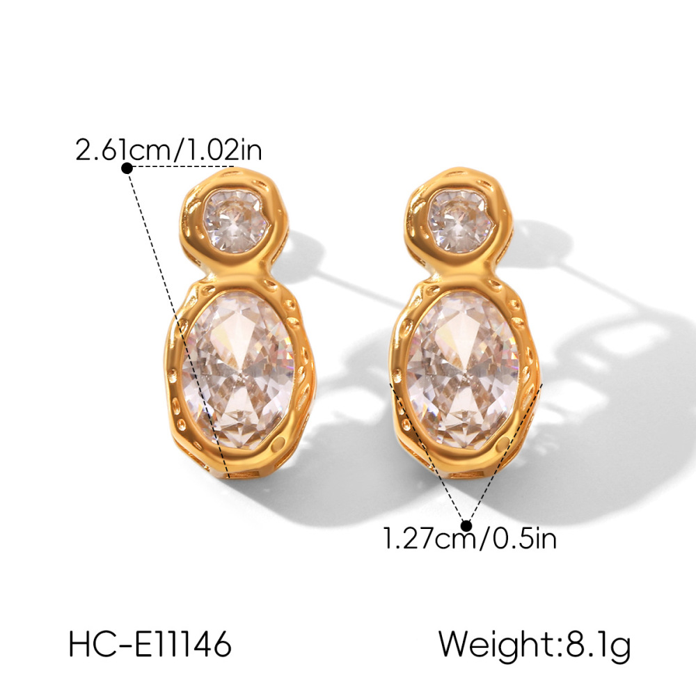 Boucles D'Oreilles Puces Pour Femmes En Acier Inoxydable Étanche, Couleur Or, Avec Zircon. Image2