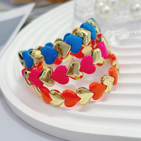 Bracelets pour femmes Simple Series Sweet Heart, couleurs cuivre et or mélangées