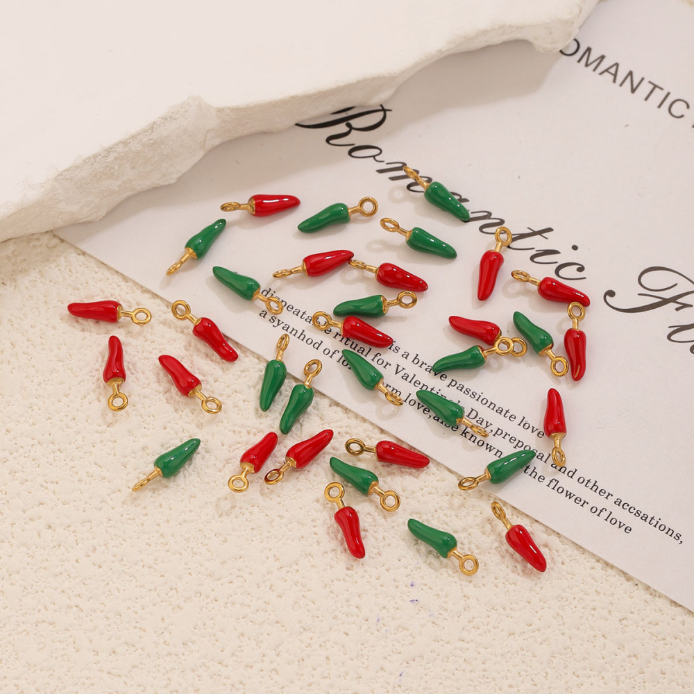 Pendentifs Pour Femmes Simple Series Diy Chili En Acier Inoxydable Étanche Couleur Or Image2