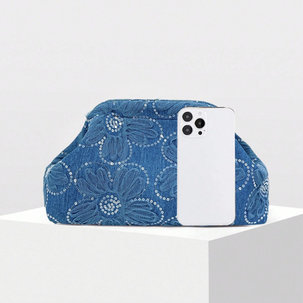 Pochettes De Soirée Pour Femmes En Tissu À Fleurs Et Sequins h5Image3