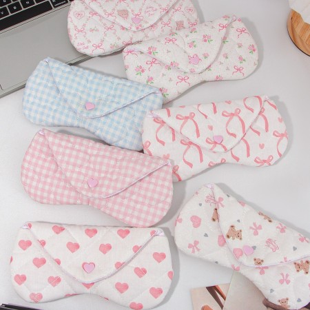 Pochette à lunettes pour femme en polyester avec nœud papillon fleuri, collection romantique 2