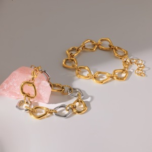 Bracelets À Maillons Pour Femmes En Acier Inoxydable Étanche Couleur Or h5 Image2