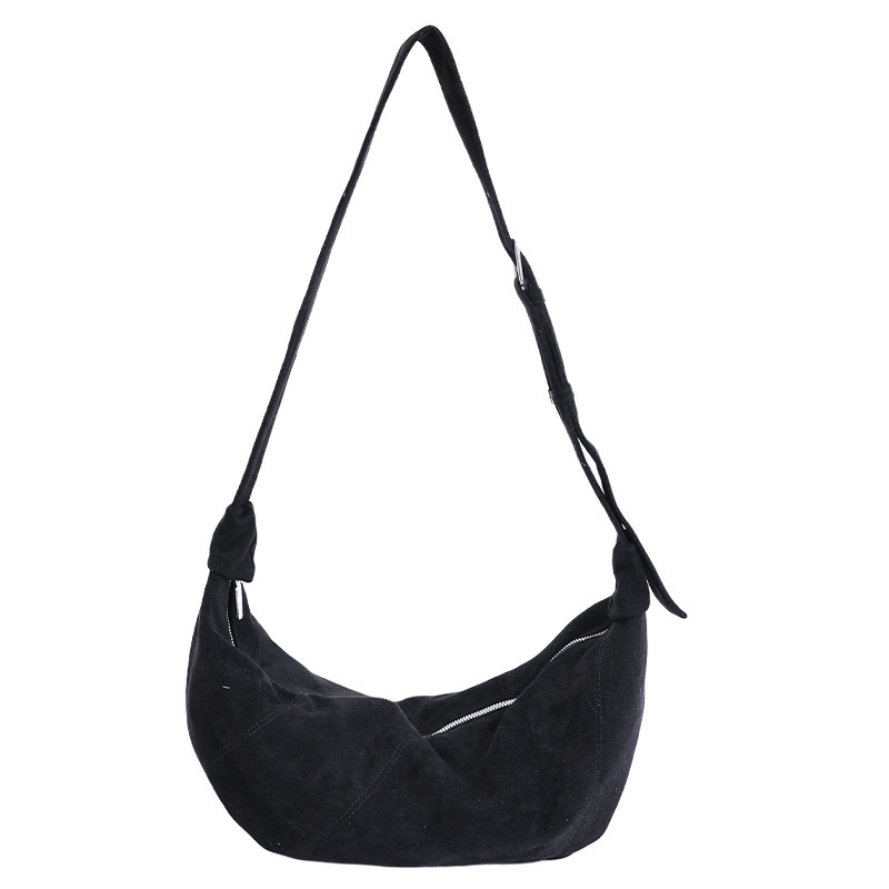 Sac Bandoulière Minimaliste Patchwork Uni En Daim Patchwork, Style Sac À Main 