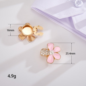 Boutons De Manchette Luxueux En Alliage De Couleurs Mélangées, Ornés De Strass Et De Fleurs Élégantes h5
