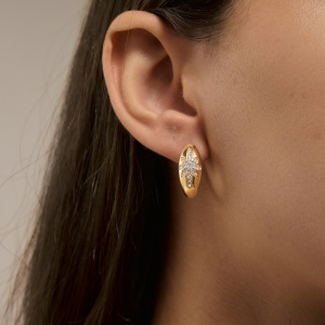 Boucles D'Oreilles Puces Pour Femmes, Série Luxueuse, Forme Irrégulière Rétro, Acier Inoxydable, Couleur Or, Zircon, Étanches. h5 Image3
